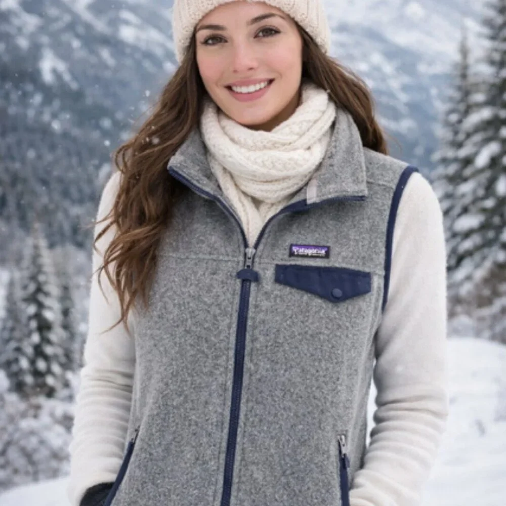 Patagonia Snap T Vest Women Synchilla Grey Fleece Full Zip Forge Athletic Boho S - Picture 1 of 12